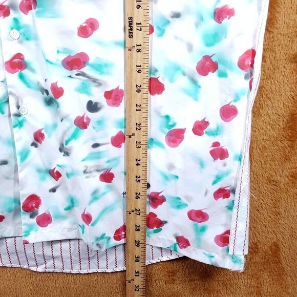 MARNI Shirt Mens Size 52 White Blue Button Up Raw Hem Abstract REVERIE $795 - Picture 11 of 12